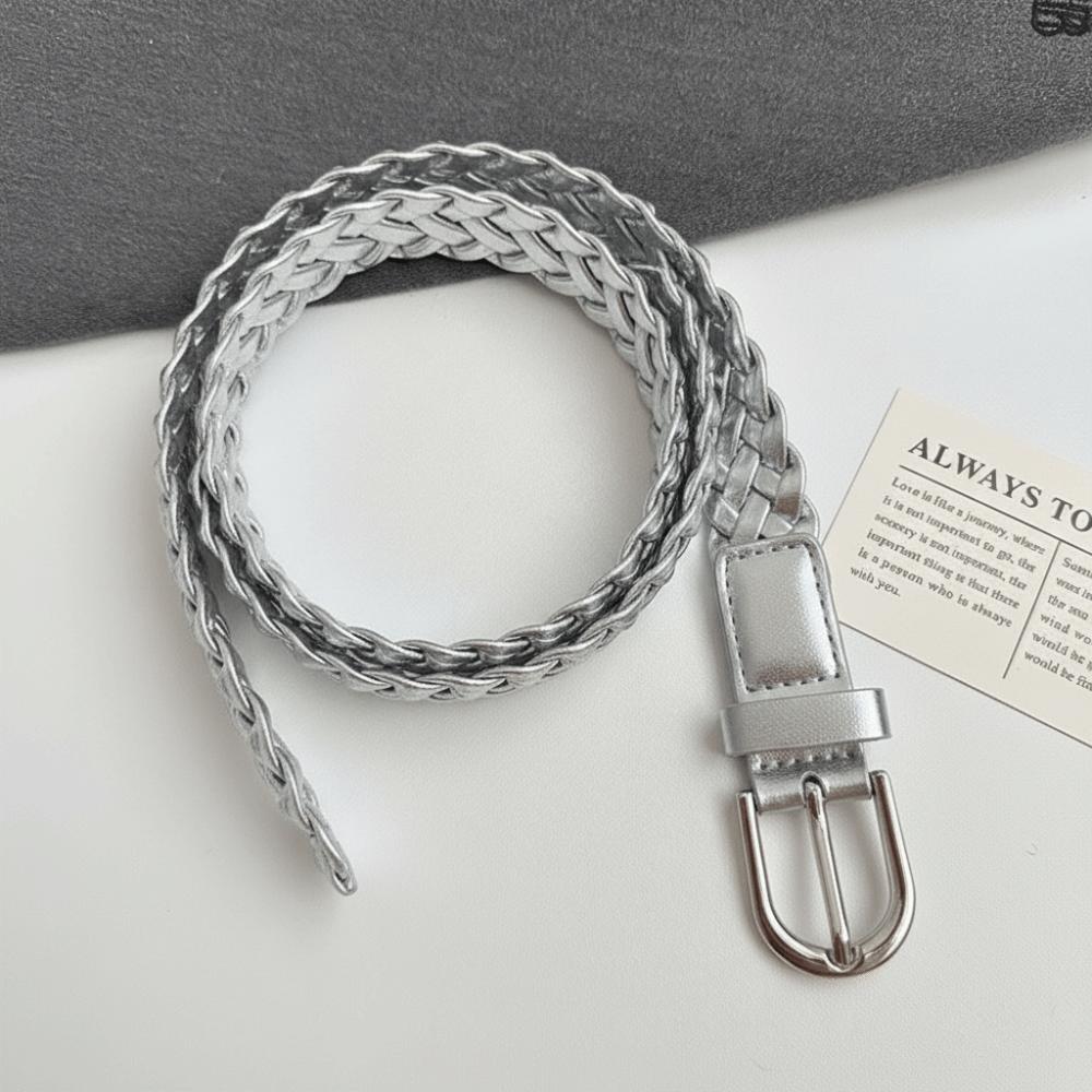 Retro Skirt Belt Korean Style Literary Belt Casual Woven Belt  for Women серебряный
