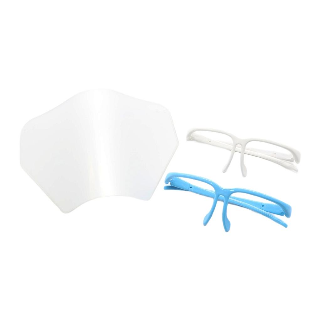 1Set Dental Face Shield Anti-Fog Visor Splashproof Full Coverage Lightweight Ppe With 10Pcs Films White/Blue