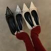 Spice girl style strap bow design pointed high heels spring new thin heels shallow mouth sexy single shoes women's shoes
