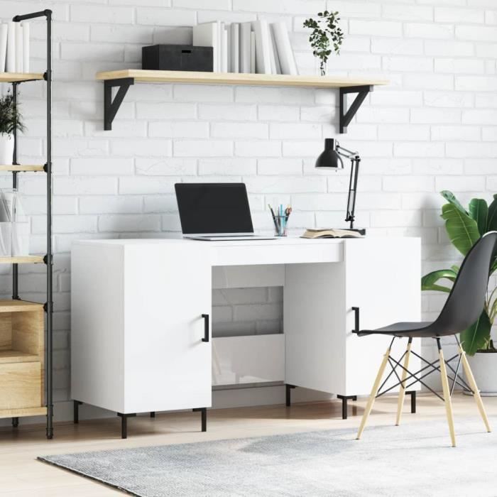 VidaXL Bureau Blanc brillant 140x50x75 cm Bois d'ingénierie 829550