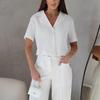 2024 Sommer Einfarbig Schlankmachendes Hemd & Hochtaillierte Anzughose Set