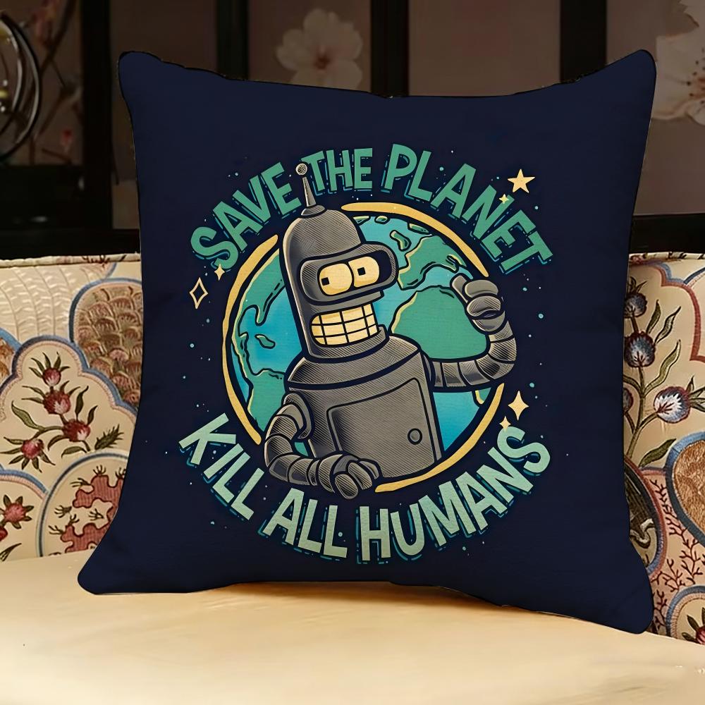 Anime F-Futurama B-Bender Pillow Case Pillowcase, Double-sided Printed, Sofa Cushion, Bedroom Headboard Pillow
