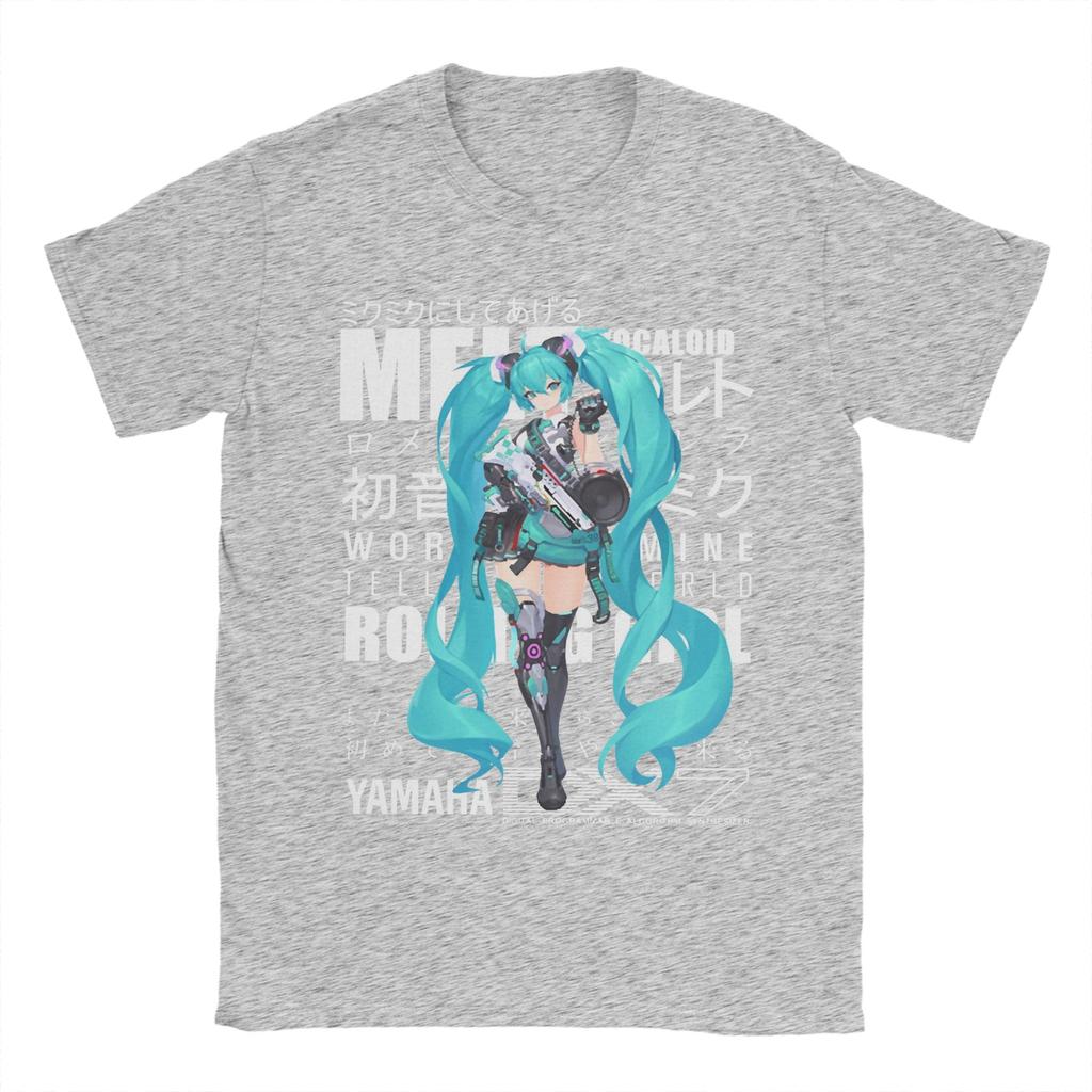 Hatsune Mikus Vocaloid Girl T-Shirt Herren Baumwoll-Oberteile Streetwear Rundhals Kurzarm