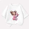 Unicorn Girl Graphic Print Baby Girls T-shirt Cotton Pink Tops Tee 2025 New Summer Fashion Kids T Shirt Teen 6 8 10 12 Years