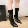 New Style Women High Heel Stretch Boots Pointed Toe Thin Heel Ankle Boots All Match Sexy Designer Female Modern Boots
