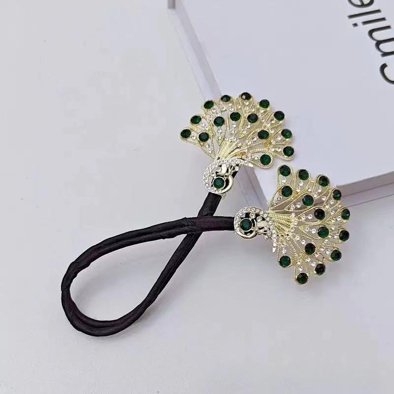 High-End Platinum Siya Peacock Hair Clip - Floral Bun Styling Tool for Women