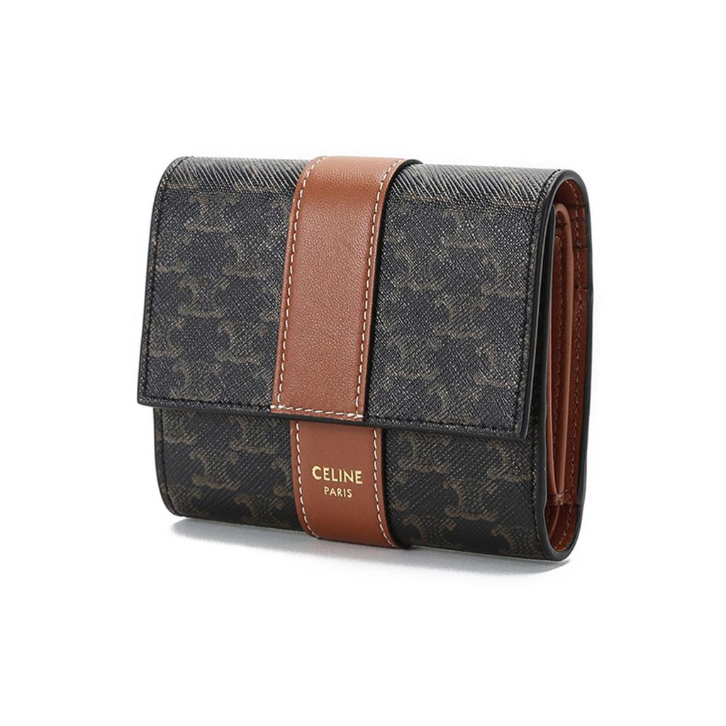Celine Canvas With Leather Wallet Regular Women's Charcoal Black/Tawny 10D572BZ9-04LU