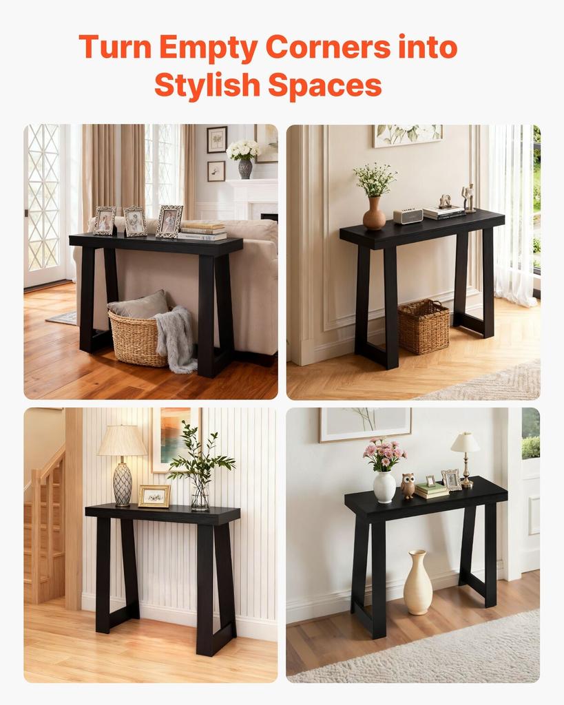 91,5 cm Tavolino Console, Scrivania Moderna Dietro il Divano, Scrivania Rettangolare in Legno per Ingresso, Tavolino Stretto e Lungo per Divano Supporto Decorativo, Ideale per Corridoio, Camera da Letto,
