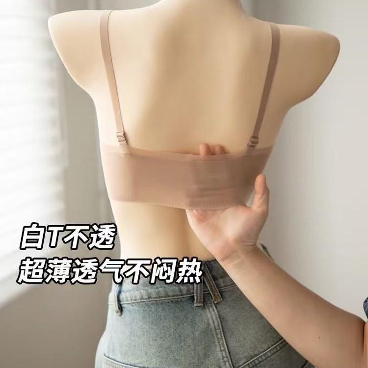 tube top, big chest, small lady, comfortable and breathable, ultra-thin, no steel ring, double breasts, anti-sagging text