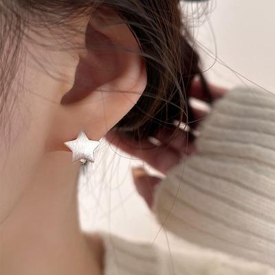 Cute Brushed Star Earrings Five-pointed Star Earrings Simple Niche Design Earrings