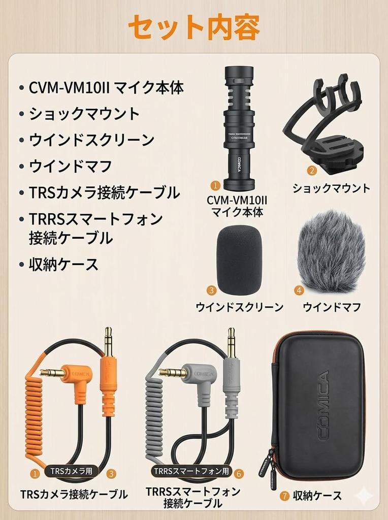 COMICA VM10 II Camera Microphone, External Gunshot Condenser Microphone, Ultra-lightweight 34.2g, Directional Sound Pickup, Battery-Free, Smartphone M