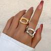 Exaggerated French Metal Texture Glossy Butterfly Ring Women'S Simple Bow Double Finger Ring