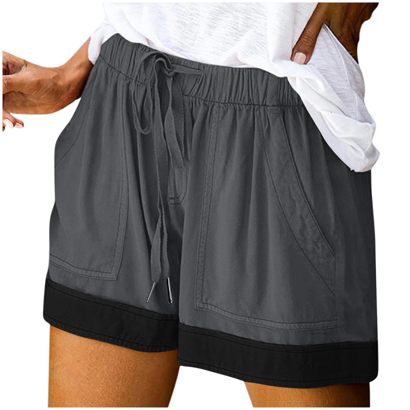 

Women s Fashion Casual Elastic Waistband Pocket Drawstring Shorts XXL