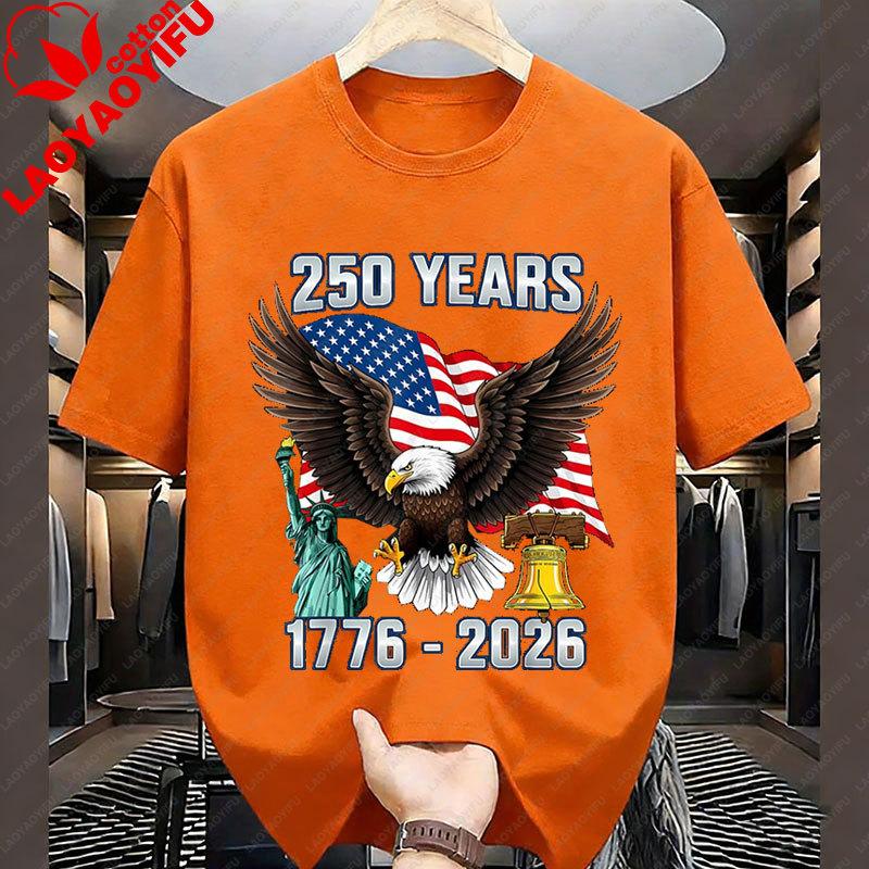 USA 250th Anniversary T Shirt America 250th Anniversary Celebration Birthday Cotton Short Sleeved Graphic T Shirts Camisetas