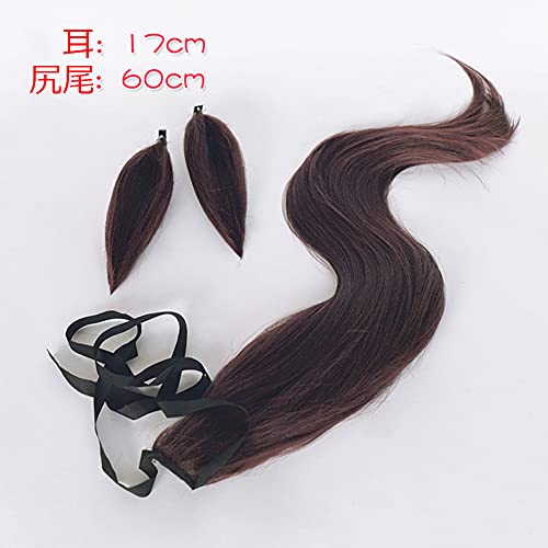 Heat-Resistant Cosplay Wig for Disguise, Includes Net and Comb, Wig, Ears, and Tail (Rice Shower)