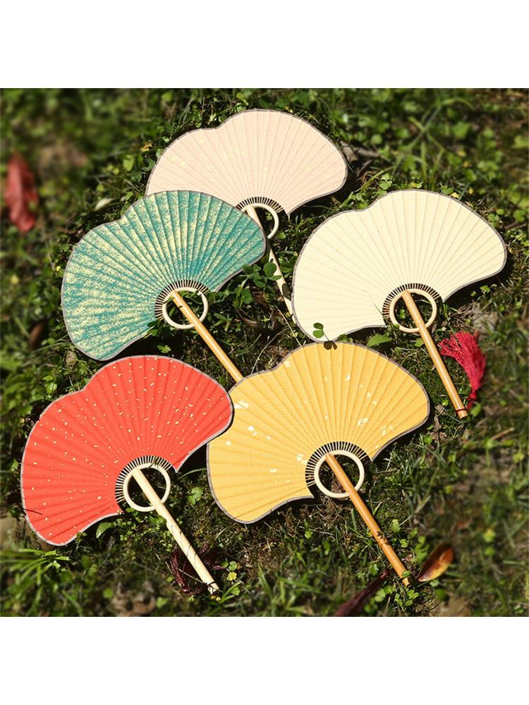 Ginkgos Rice Paper Fan Chinese Styles Hand Fan Handheld Cooling Fan for Wedding Party Dance Photo Props Home Decorations