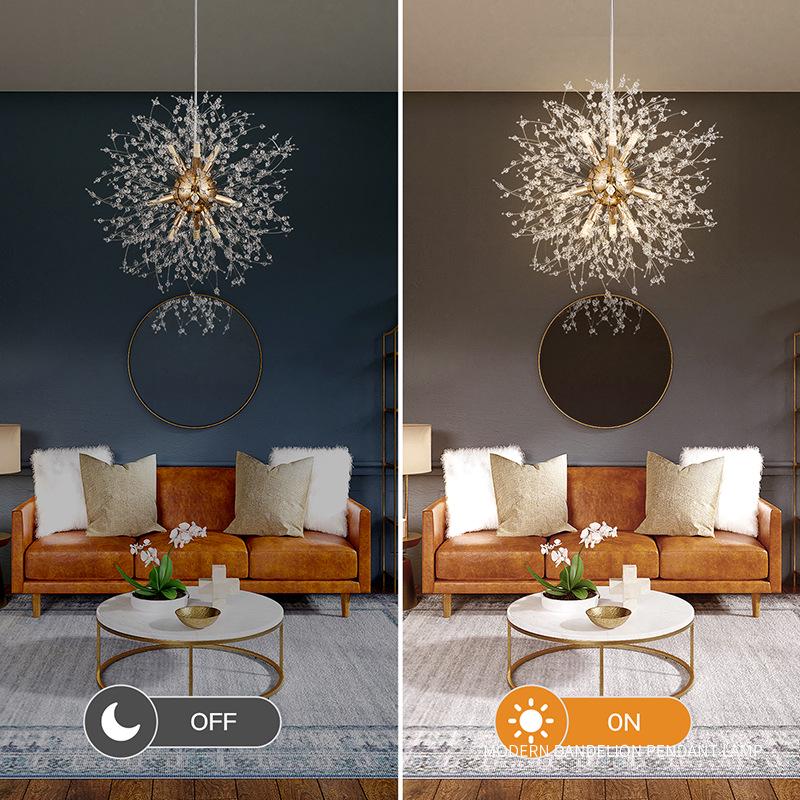 Nordic Dandelion Crystal Chandelier for Living Room or Bedroom