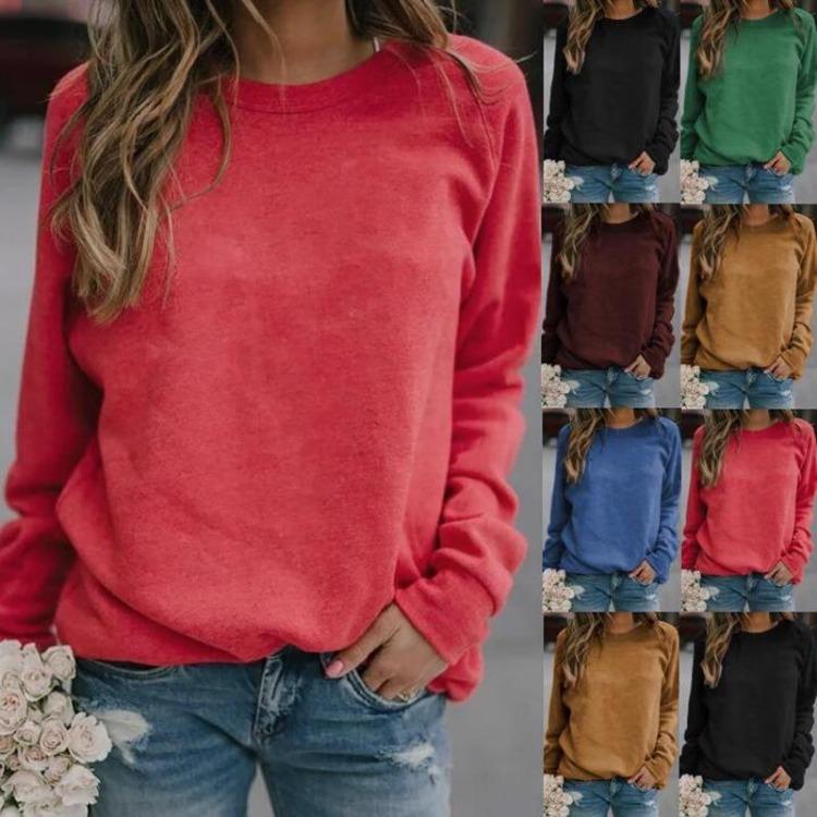 Casual Crew Neck Women Long Sleeve Tops Sweatshirt Winter Ladies Pullover