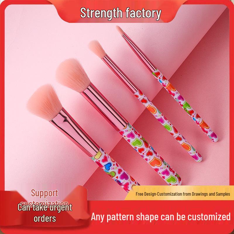 

4-Piece Makeup Brush Set: Eyeshadow, Blush, Loose Powder & Contour Brushes