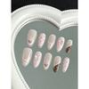 10 Pcs Handmade Almond Full Cover Nail Tips Pink Brown Lace French 3D Bow Polka Dot Design For Dates Parties Daily Wear