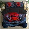 3pcs Bedding Set Black Red Romantic Rose 3D Printed Cozy Duvet Cover Set King Queen Twin Single Size Birthday Gift Bedroom Decor