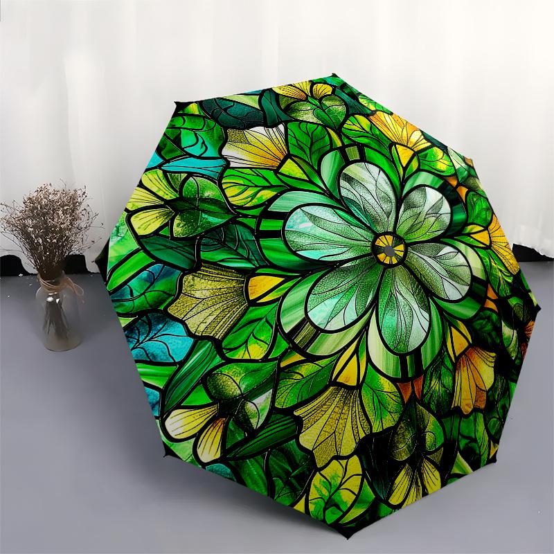 Stained Glass Window Panel - Floral Design for Home Decor (Circular) Umbrella, Christmas Gift Y103
