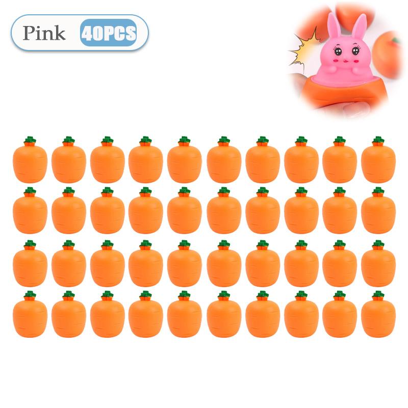 1-40PCS Easter Carrot Rabbit Squeeze Cup Bunny Pinching Plaything Easter Decoration 2025 Easter Rabbit Birthday Gift for Kids