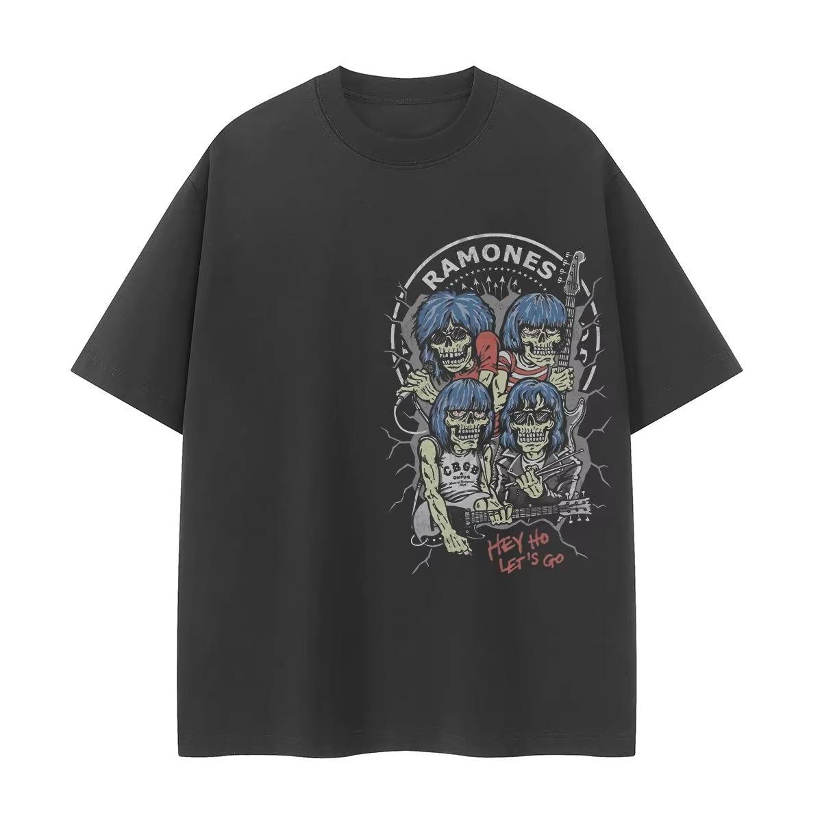 Ramones Ramones Играть Винтажная Американская Уличная Панк Череп Отпуск В Свободный Рок Хлопок Мужская и Женская Футболка с Коротким Рукавом S