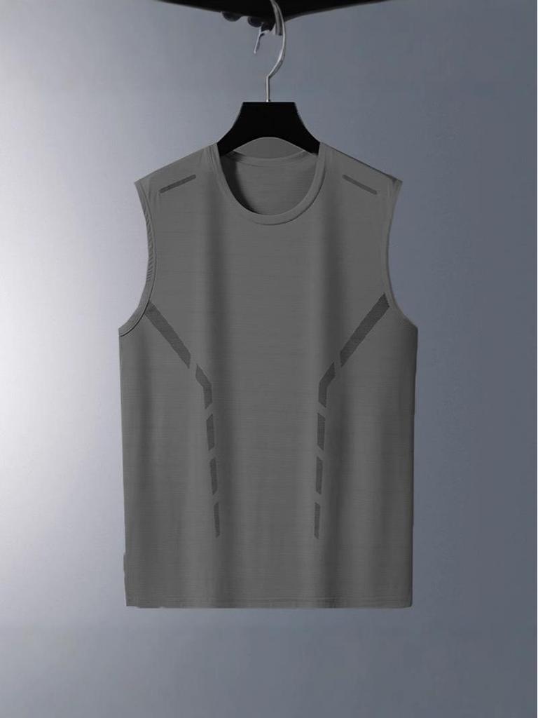 Men's Quick-Dry Ice Silk Tank Top - Loose, Thin, Sleeveless Racerback T-Shirt for Summer.