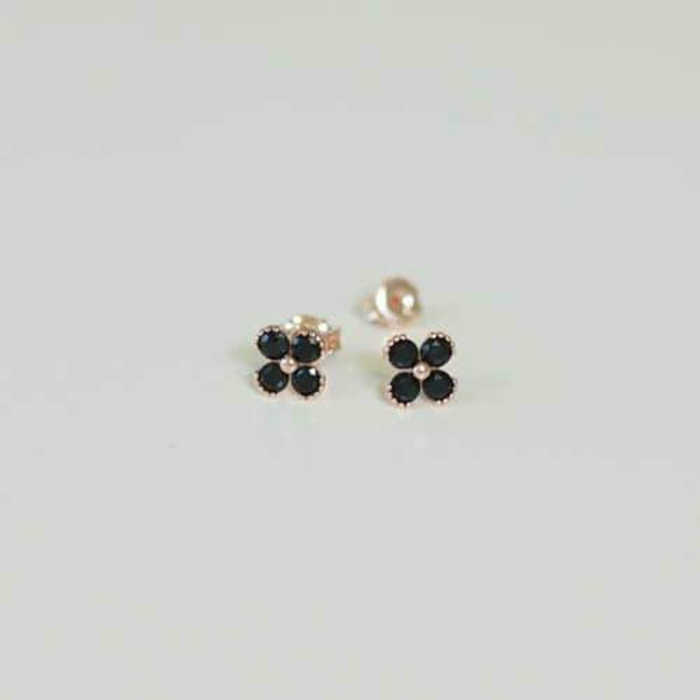 925 Silver Onyx Gemstone Clover Silver Earrings