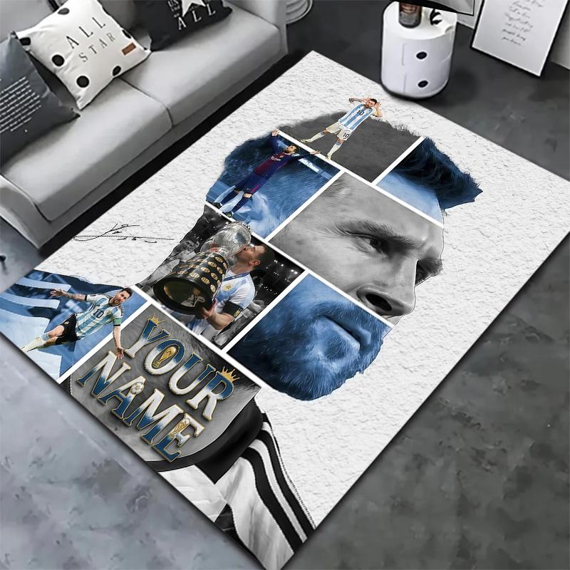 Dywan z imieniem Messi do salonu, sypialni, dekoracja sofy domowej, mata podłogowa antypoślizgowa dla dzieci