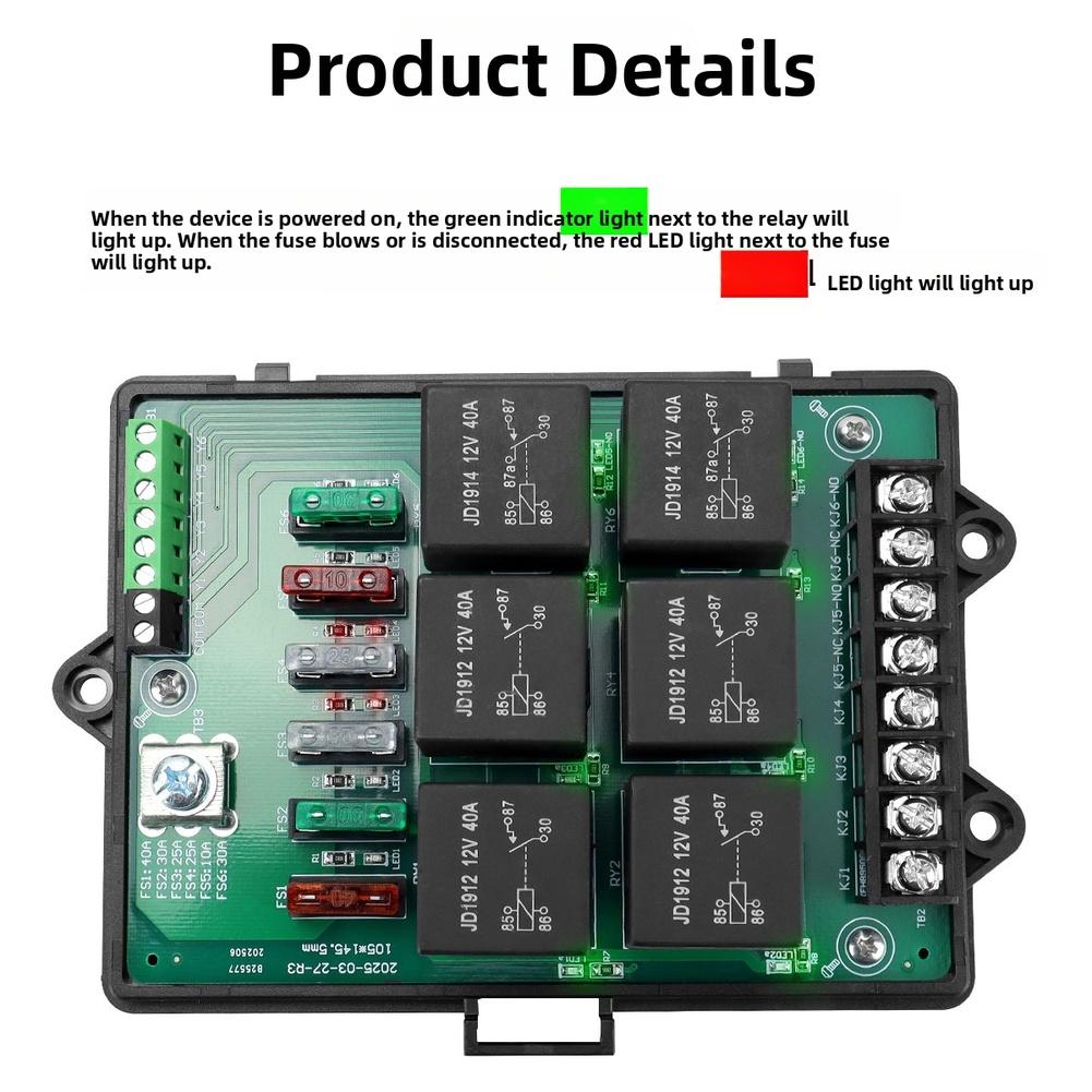 

6 Way 12V Automotive Fuse Relay Box With 14 Medium Fuse Links And LED Indicator Automotive Univer-sal Fuses Panel China Mainland