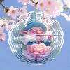 1pc Metal Wind Chime with Rose and Gnome Design 2D Hanging Garden Decor No Electricity Needed Outdoor Yard Ornament