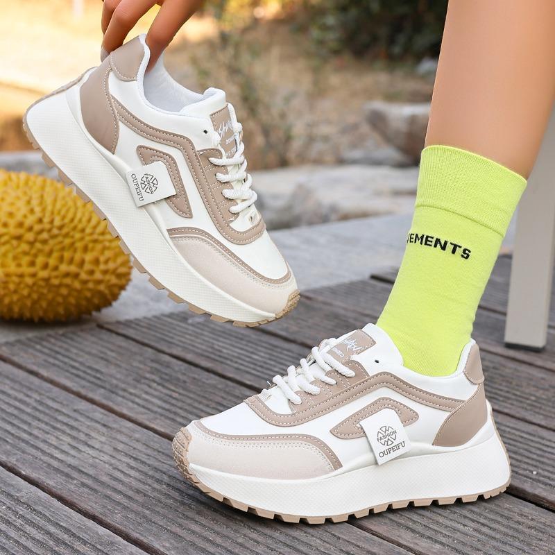 Fashion Hot Selling Women's Shoes Spring 2025 Style Thick Bottom Casual Sports Running Shoes Heightening Leisure  Rubber Outsole