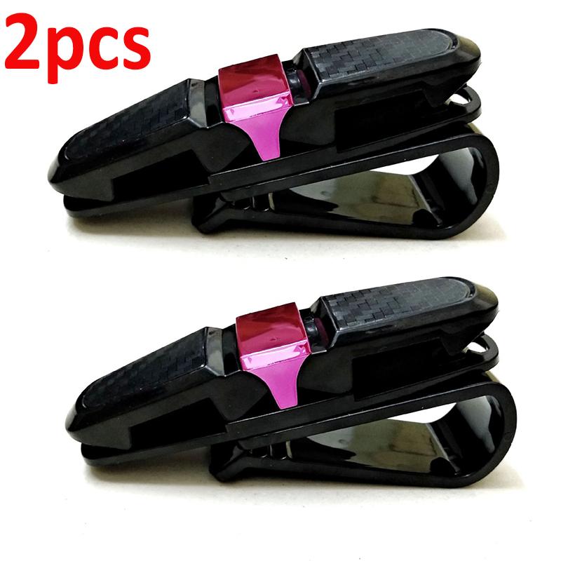 2PCS Car Glasses Case Auto Sun Visor Glasses Holder Sunglasses Clip Sunglasses Eyeglasses Card Holder Car Accessories Interior
