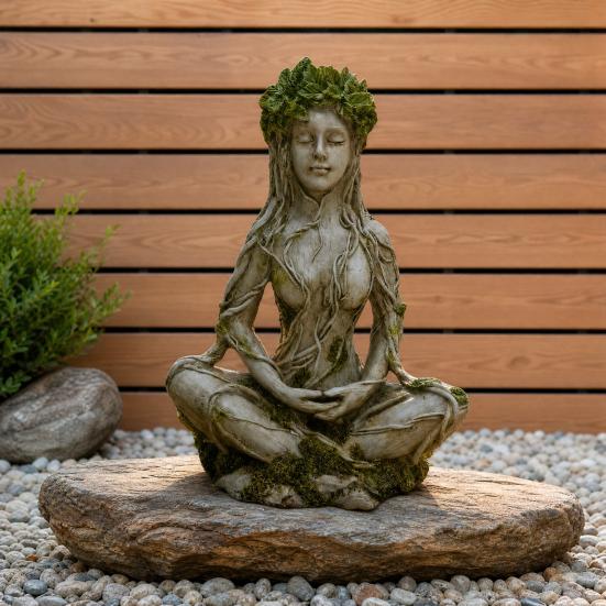 Zen Meditation Goddess Statue, Resin Tree Woman/Man Figurine, Yoga Tree of Life Mystical Sculpture, Spiritual Gift for Home Office Decor