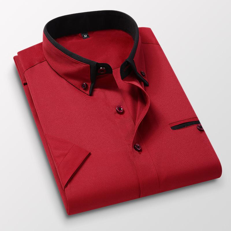 

Британский стиль Мужские весенние рубашки с длинным рукавом Slim Fit Деловые повседневные рубашки Мужские социальные повседневные рубашки на пуговицах M красный