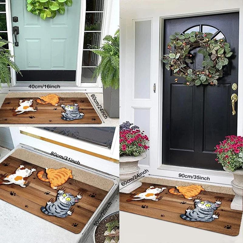 1PC Leuke Cartoon Katten Patroon Keukenkleden Antislip Deurmatten Pop Woonkamerkleden Badmat Tapijt voor Huis Wastafel Wasruimte Decor