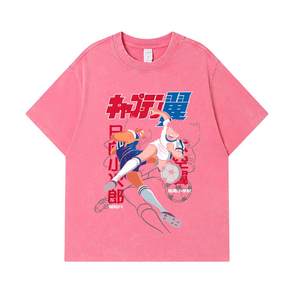 275 GSM Washed T-shirts 100% Cotton Captain Tsubasa V2 Print Unisex Heavy Cotton T Shirt