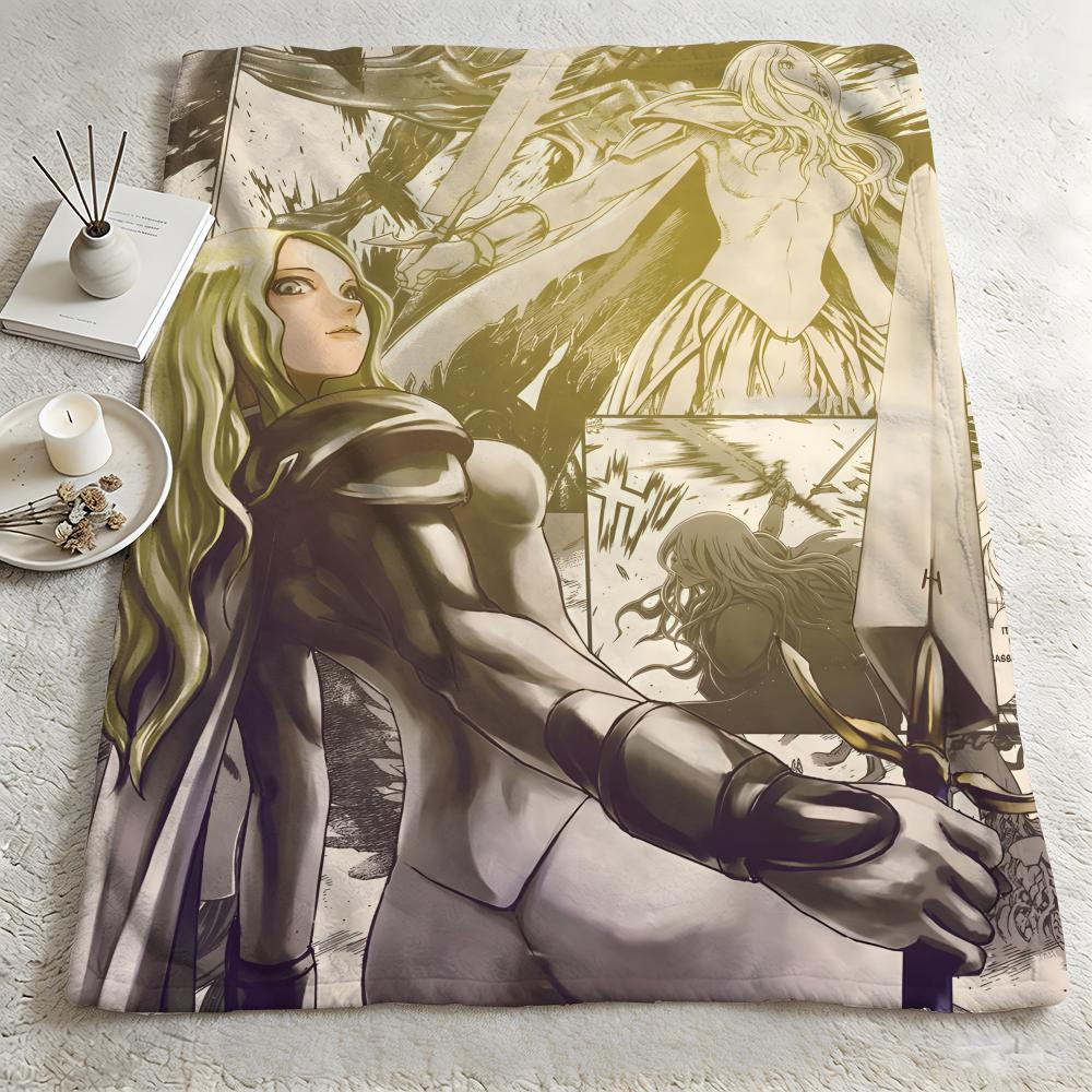 Anime CClaymoree Throw Warm Soft Flannel Blanket Multiuse for Sofa Bed Camping Travel Nap