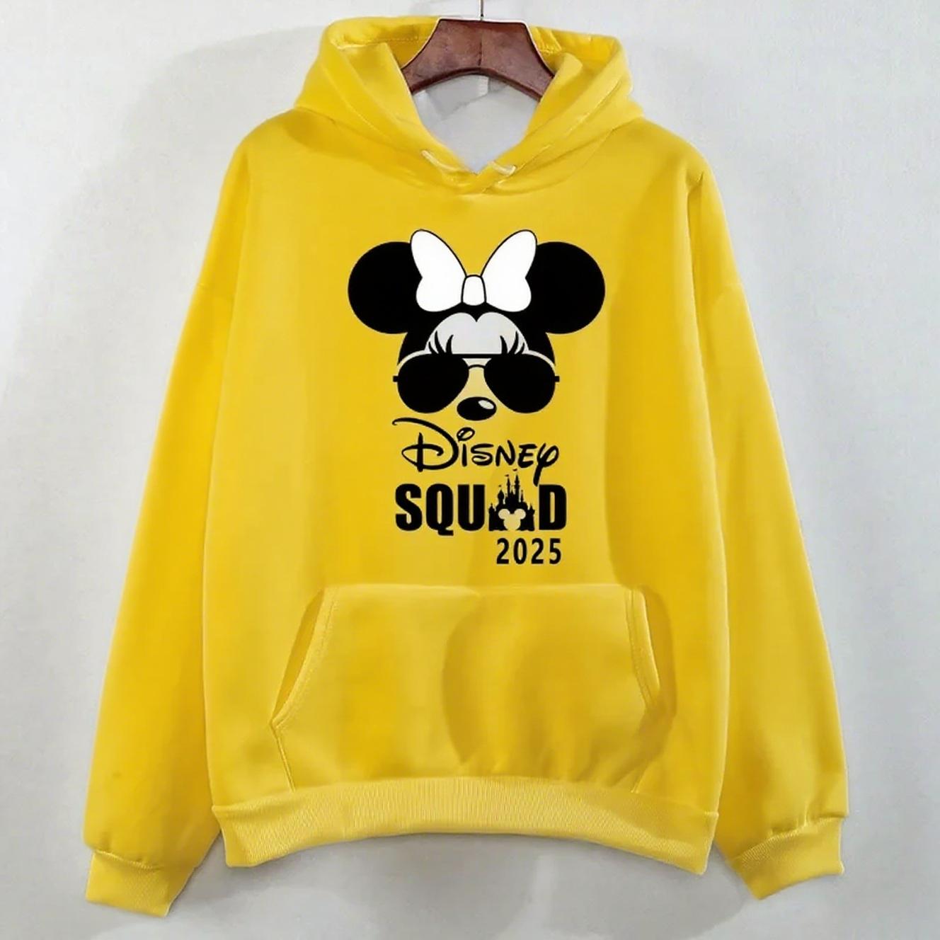 

Disney Одежда для родителей и детей Веселый 2025 Диснейленд Путешествия Узор Многоцветное Худи Женский Кавайный Пуловер Повседневный Свитшот для пары 3XL