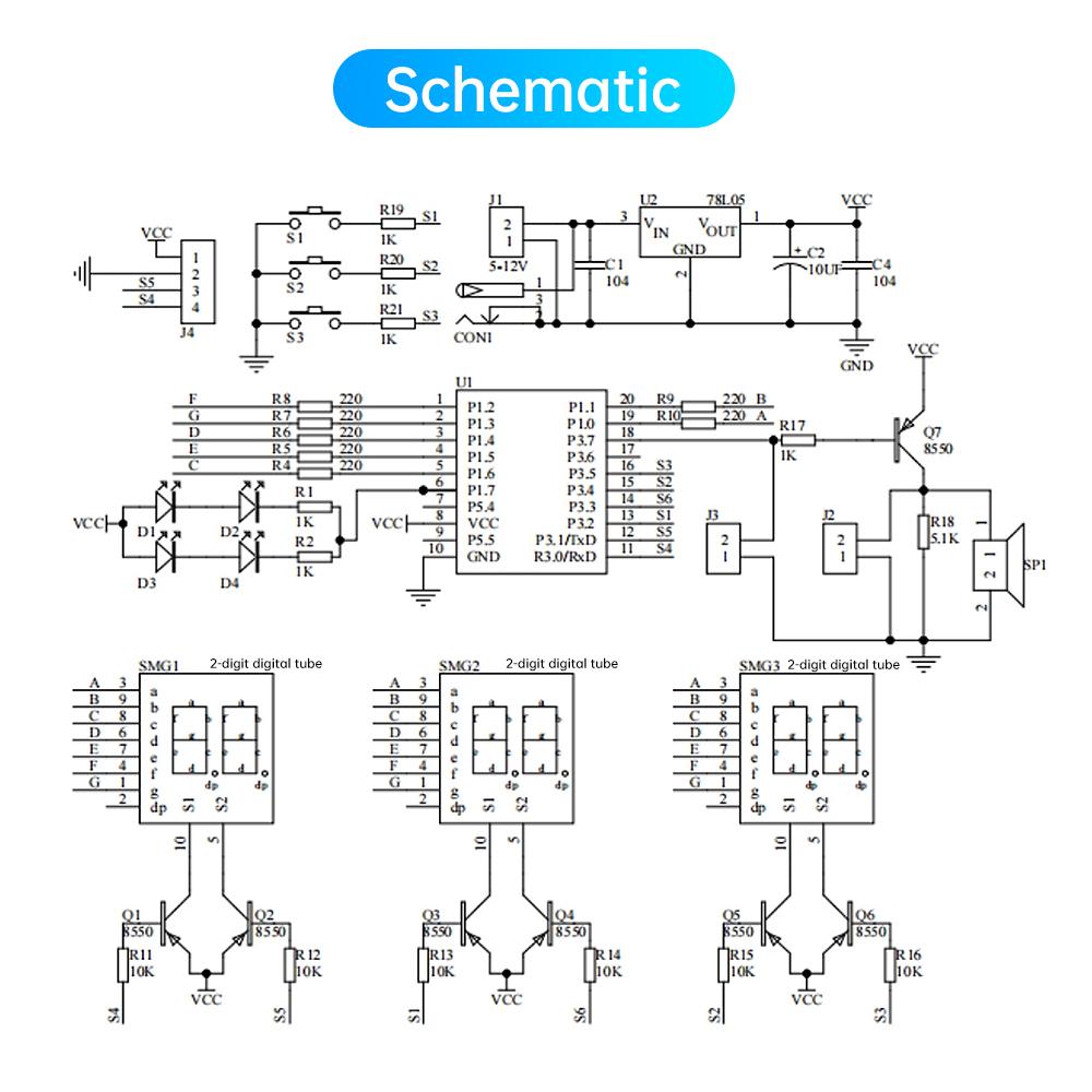 Red Display Digital Clock Module Electronic Kit C51 Electronic Clock DIY Kit DC 5-12V LED Digital Horologe Suite Timer Module