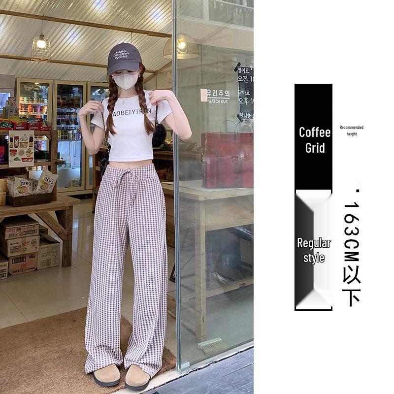 Women s High-Waisted Pink Plaid Wide-Leg Pants - Spring/Summer 2026 Collection Large