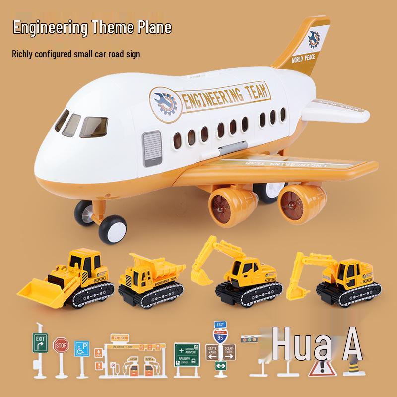Extra Large Inertial Toy Airplane with Storage, Lights & Music - Educational Toy Set for Kids