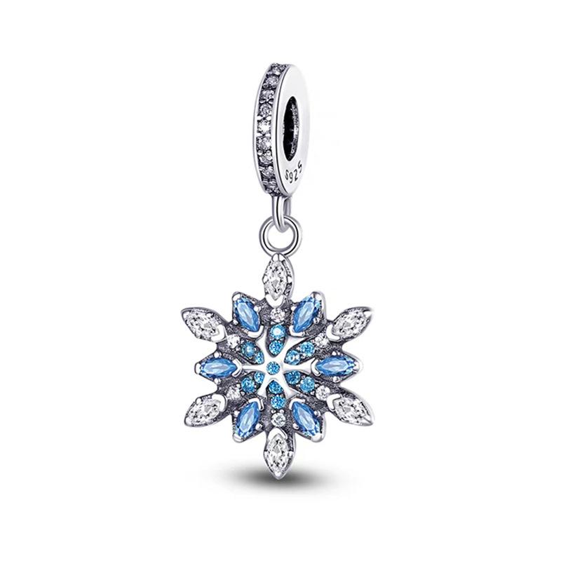 Ciondoli Fiocchi di Neve Campanelline Argento 925 Pupazzo di Neve Invernale Diamante Perline Fai da Te Per Braccialetti Parti Collane Gioielli Raffinati