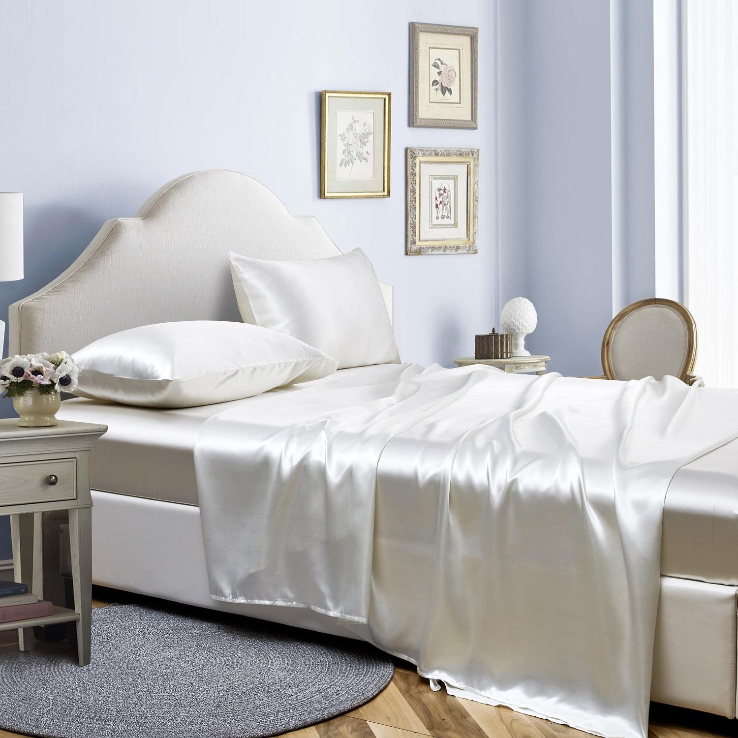 

12 цветов, набор из четырех предметов, однотонные роскошные простыни, шляпа, наволочка, домашнее постельное белье King бежевый