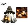 Handgefertigte Harz Spooky Statue Halloween Geist Zaubererhut Figur mit LED Laterne, Vintage Hexe Detaillierte Handwerkskunst für Zuhause Halte Lampe Statue, Herbst