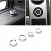 4pcs Headlight Switch 4WD Knob Trim Ring for Ford F-150 09-14 Silver Accessories