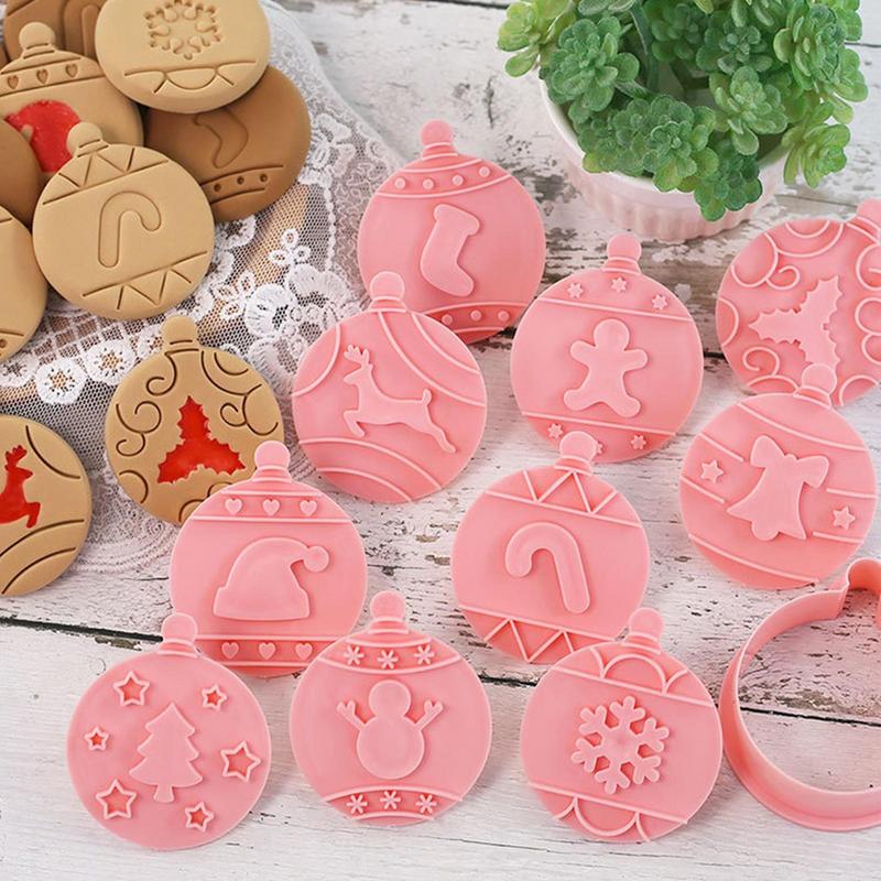 Holiday Cookie Molds 10X Christmas Biscuit Cutter Embossing Molds Christmas Cookie Cutter Kit For Biscuit Fondant Cake