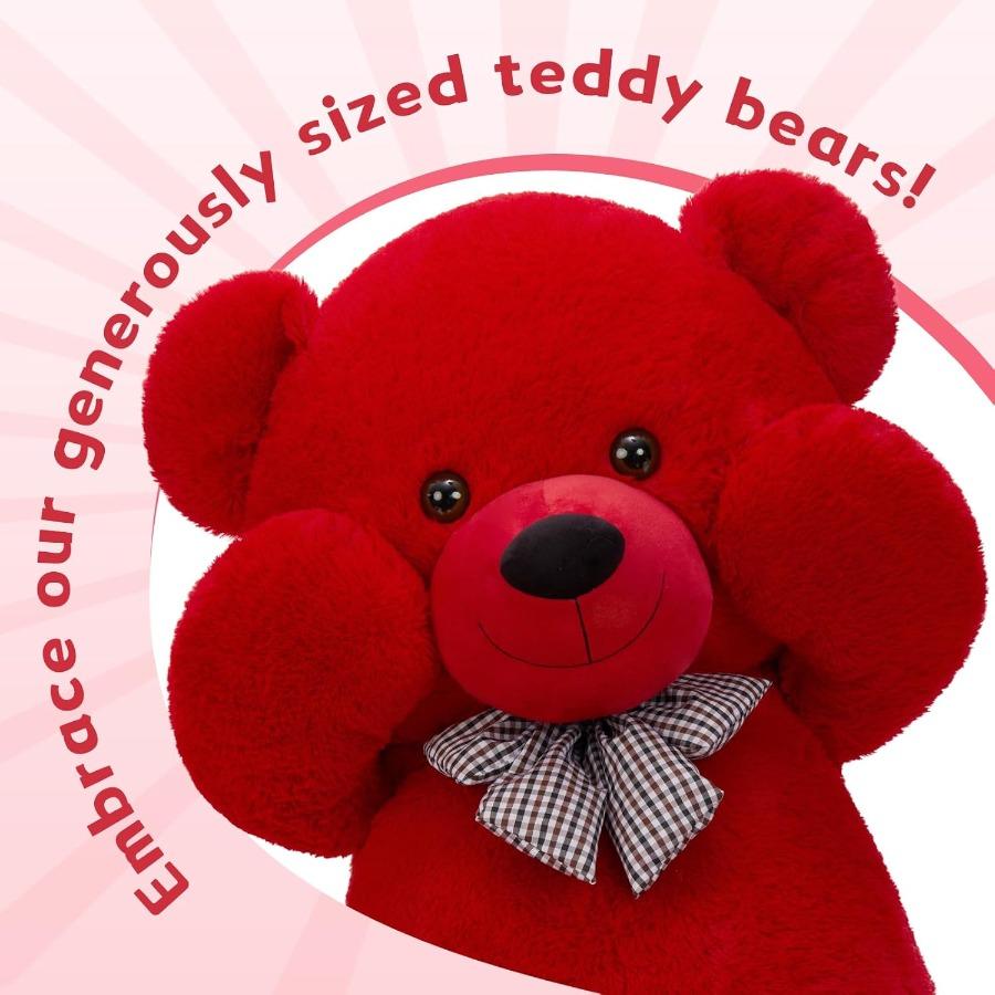 55 Inches Life Dimension Large Plush Stuffed Animal Red Teddy Bear Cute Plus Gentle Present Designed for Xmas Valentine Birth Date or Extended Dis
